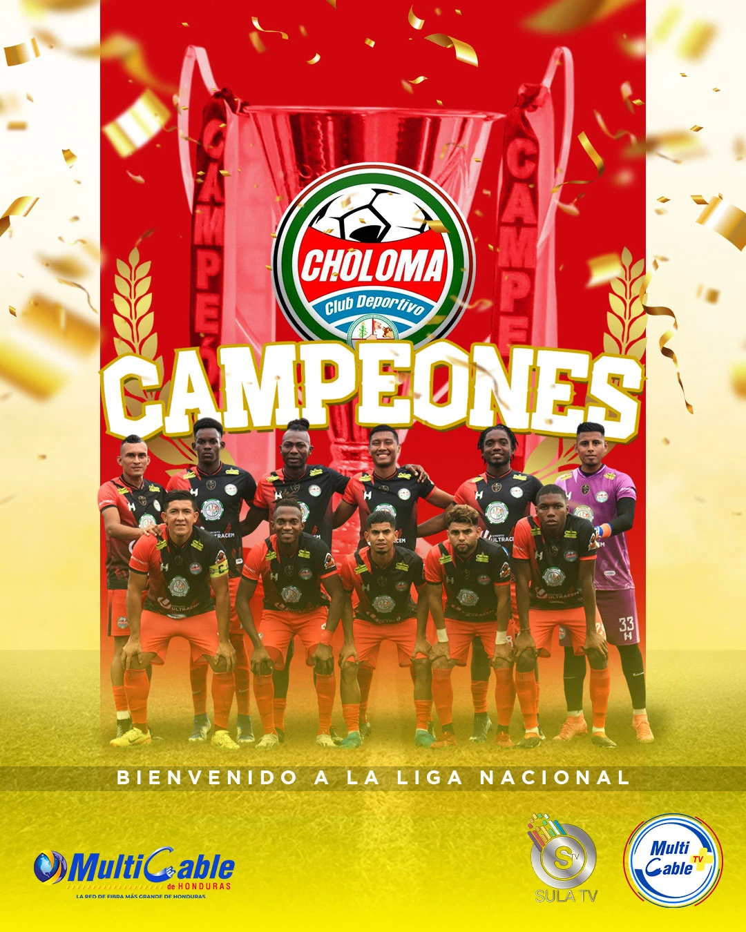 CD Choloma se corona campeón de la Liga de Ascenso con una transmisión impecable de Multicable TV